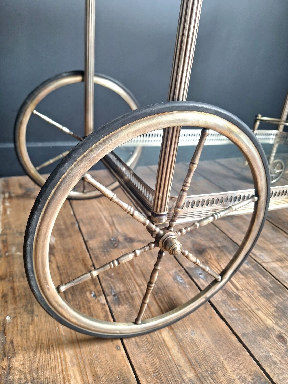 Antique trolley, vintage serving cart, drinks bar furniture.