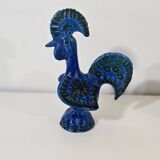coq en céramique émaillée bleu par Aldo Londi pour Bitossi