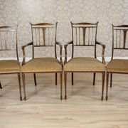 English Sheraton Style Armchairs and Chairs, Late 19th Century, Set of 4