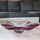 Vide poche forme florale libre. Aux tons roses. Style Murano. Diam 24 cm