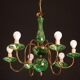 Art Deco Brass and Painted Terracotta Chandelier, 1950s