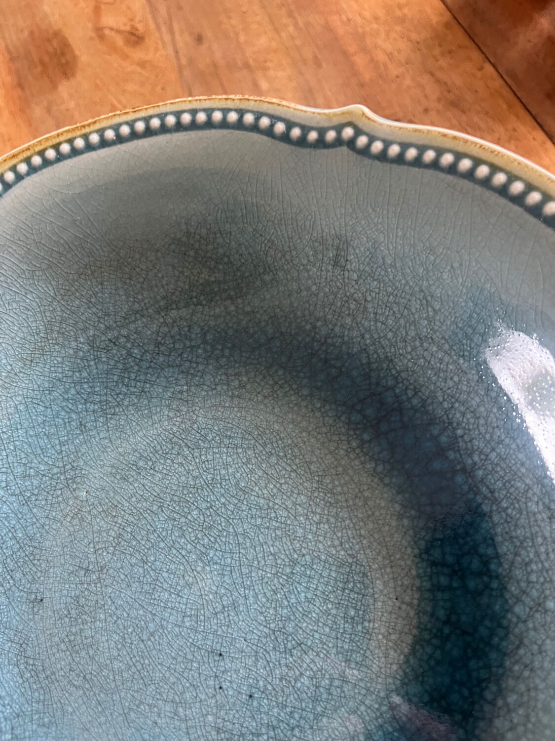 Blue earthenware footed bowl