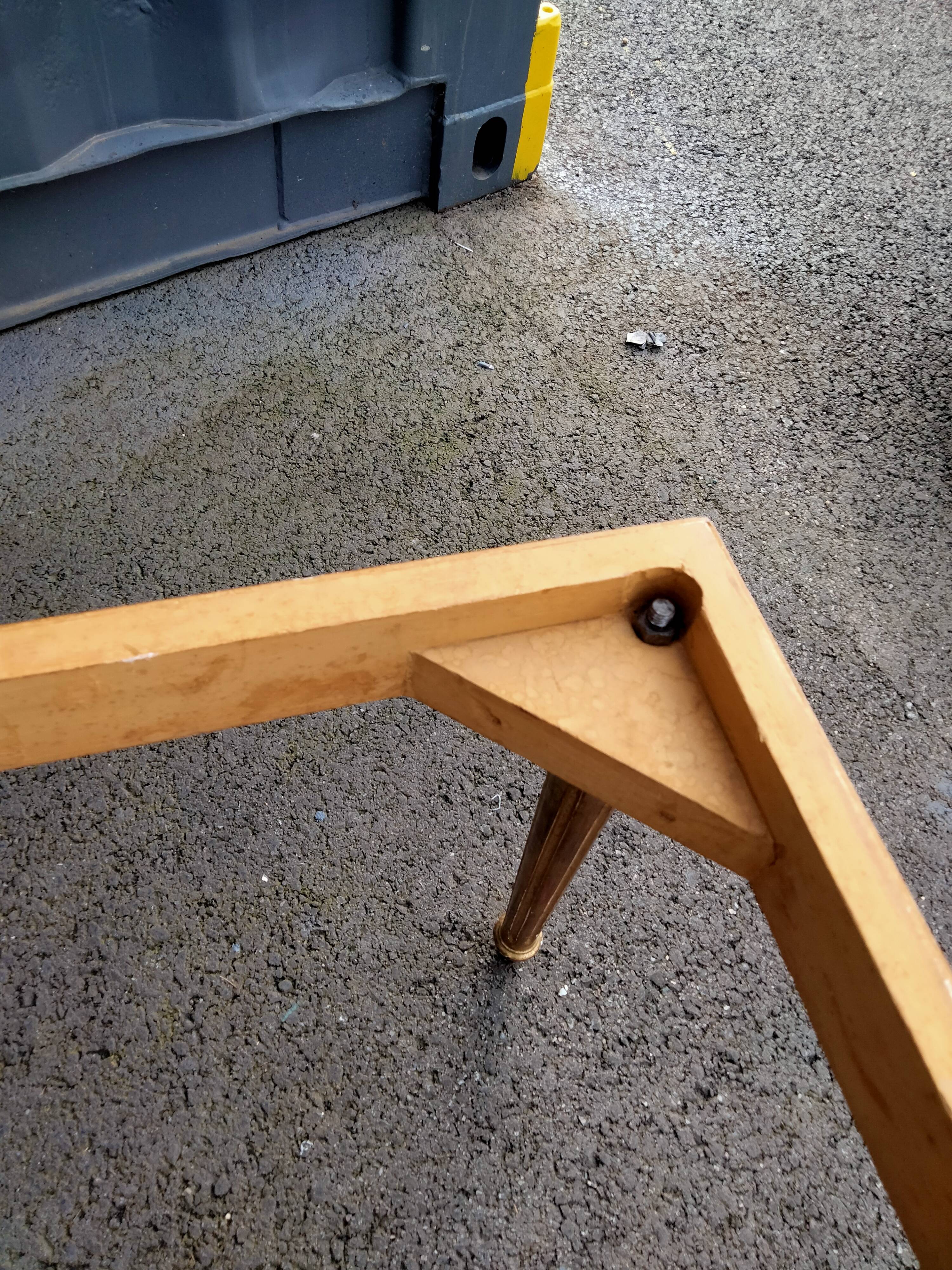 Coffee table gilded wood old marble top side table