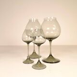 Large collection of Midcentury tulip glasses by Orrefors Nils Landberg, Sweden, 1950s.