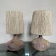 Pair of vintage Vallauris scarified seagrass stoneware lamps and rope lampshade