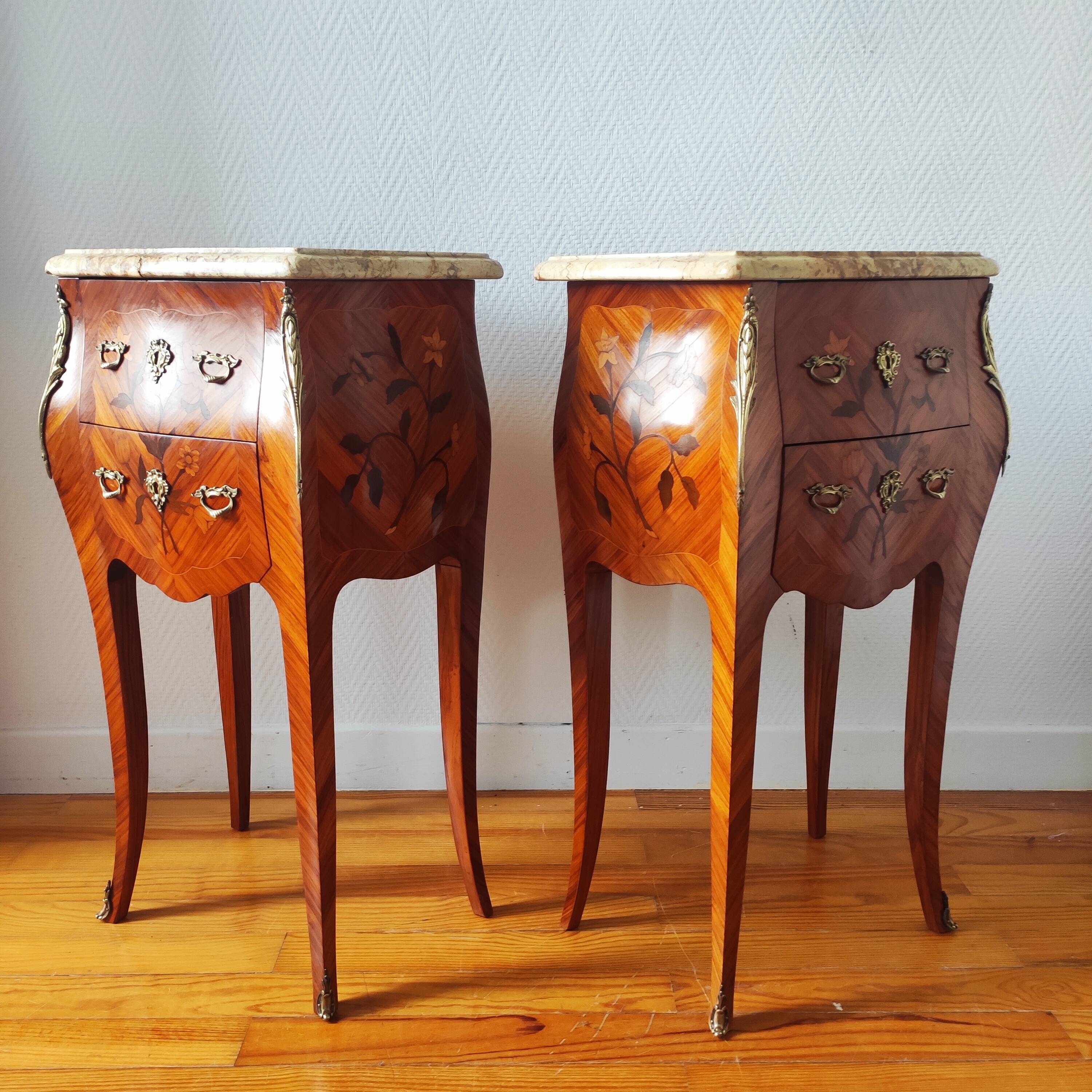 Pair of Louis XV style bedside tables