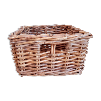 Vintage 70s wicker storage pan / rotin