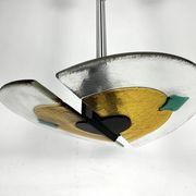 Lustre italien postmoderne en verre de Murano épais des années 80