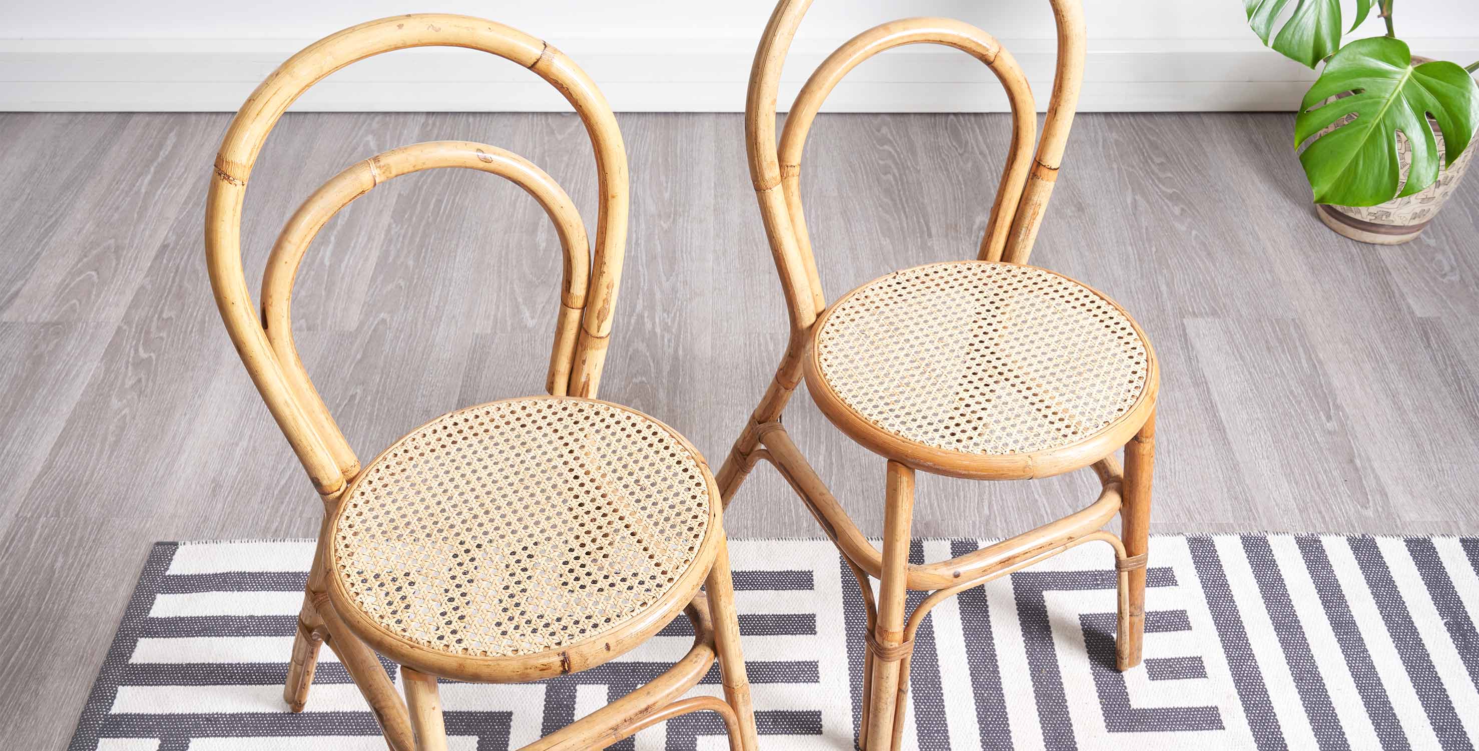 Pair of chairs bistro bamboo & rattan 1960
