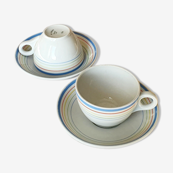 Duo de tasses  à thé et soucoupes Pullivuyt