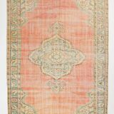 6x9 Vintage Peach Oushak Vintage Rug, 184x276 Cm