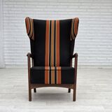 1960s, Danish highback armchair by Fritz Hansen, furniture wool, beech wood