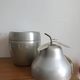 LARGE PEAR OR QUINCE IN BRUSHED ALUMINUM ICE BUCKET MADE IN ITALY AROUND 1970