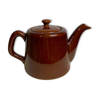 Brown earthenware teapot