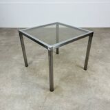 Chrome side table smoked glass 70s, end of sofa