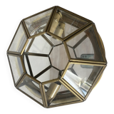 Faceted glass and brass ceiling light