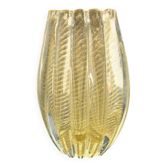 Mid Century Cordonato d'Oro Murano Glass Vase from Barovier & Toso, Italy, 1950s