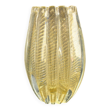 Mid Century Cordonato d'Oro Murano Glass Vase from Barovier & Toso, Italy, 1950s