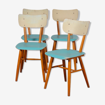 Suite de 4 chaises vintage éditées par Ton 1960