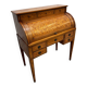 Cylinder desk with marquetry featuring a crosshatch design.