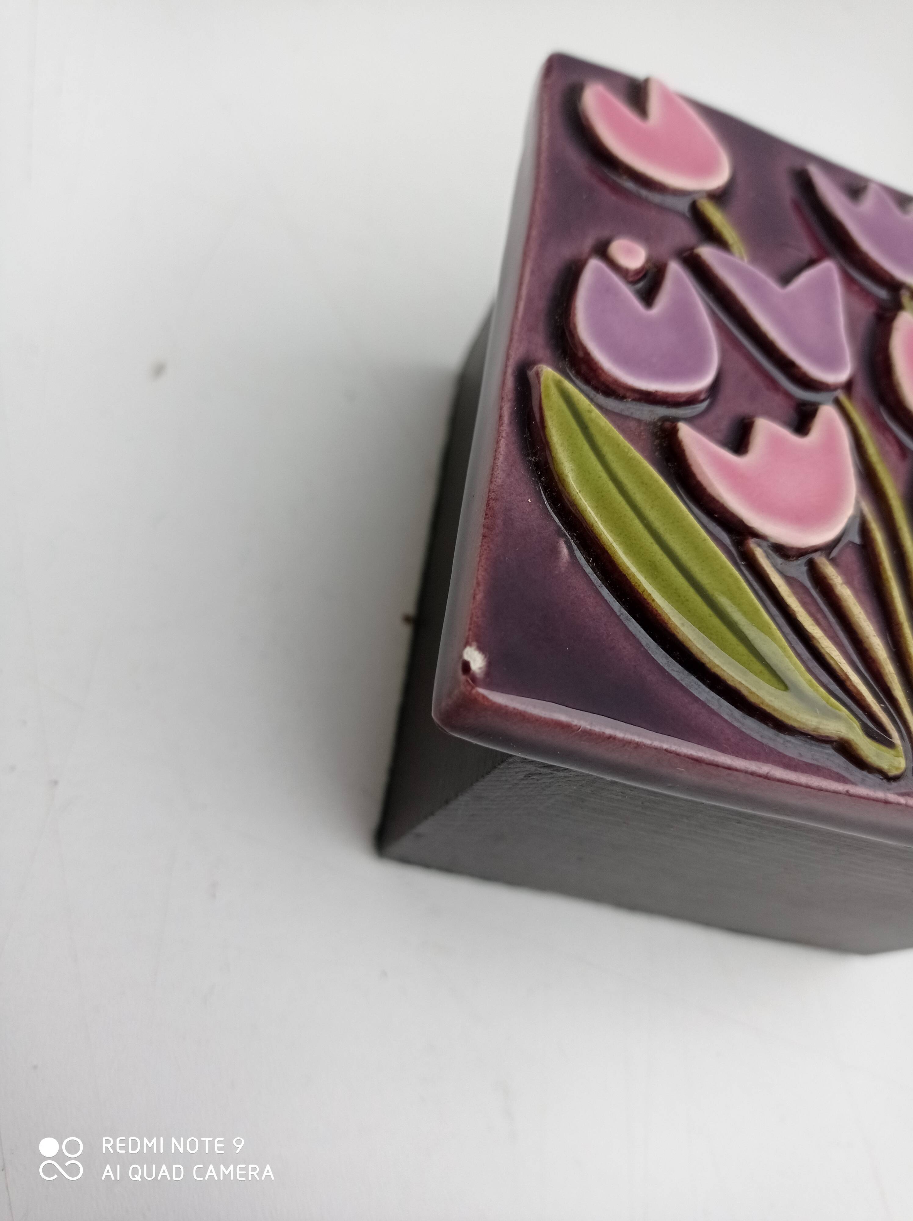 Mithé Espelt - "Tulips" jewelry box in glazed ceramic - 1965