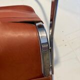 Set of 4 dining chairs in chrome and leather for Cidue Italy 1970