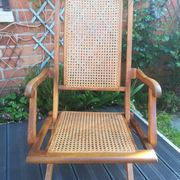 Folding beech cane armchair