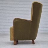 1960s, Danish highback armchair, original condition, cotton/wool.