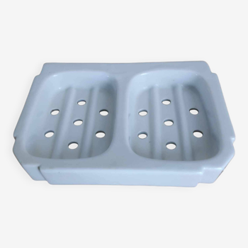 Double wall-mounted ceramic soap dish
