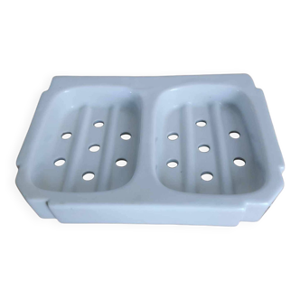 Double wall-mounted ceramic soap dish