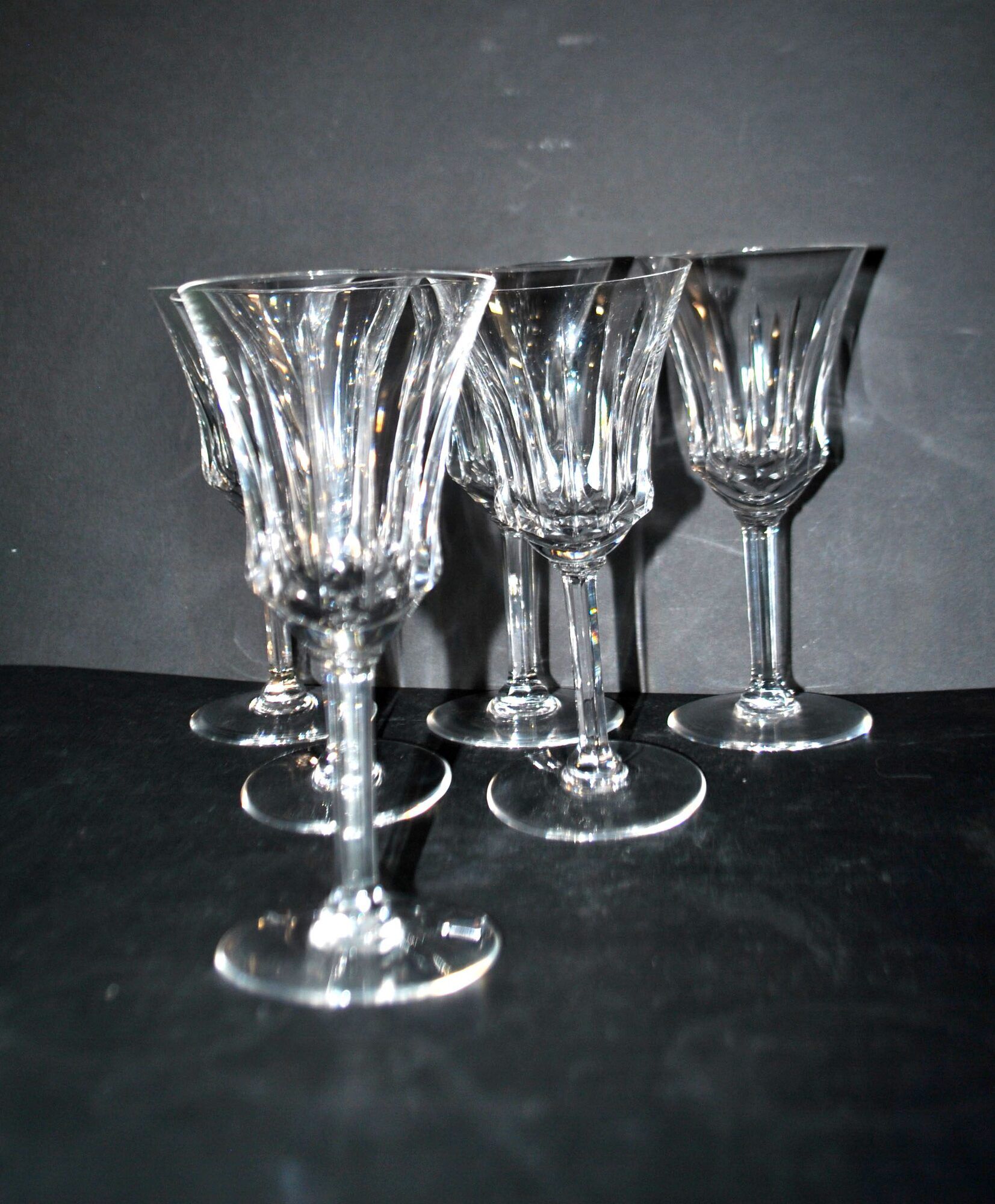 Set of 6 flared crystal wine glasses in Concorde Cerdagne style H15.2.