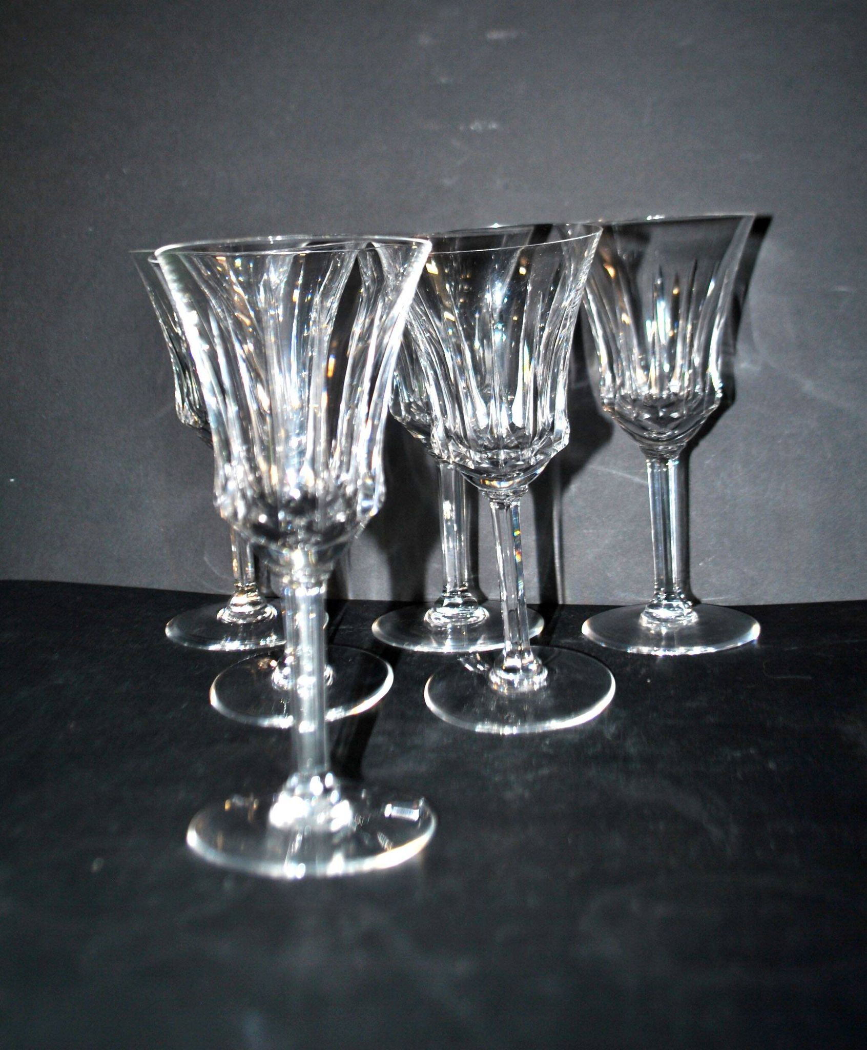 Set of 6 flared crystal wine glasses in Concorde Cerdagne style H15.2.