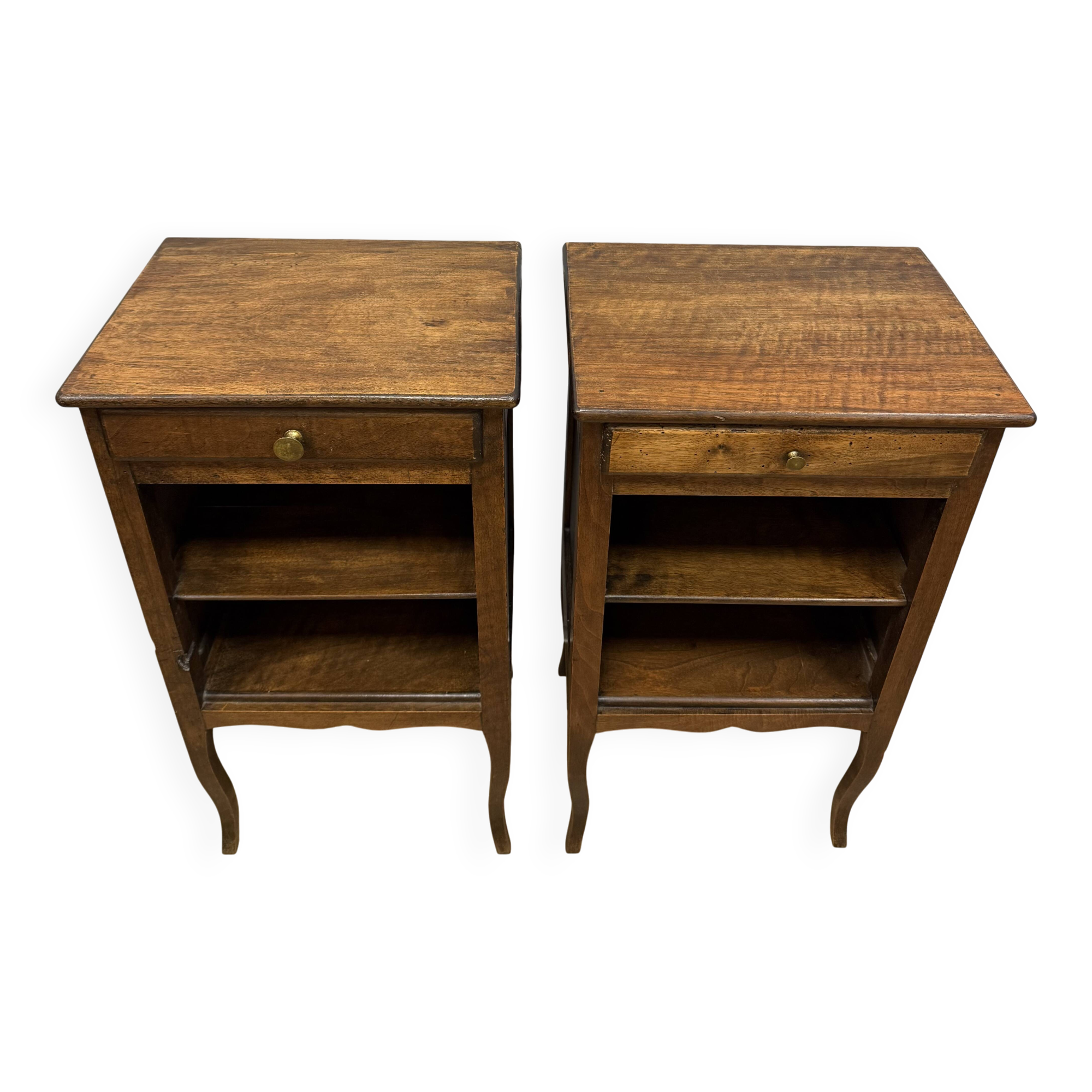 Pair of walnut bedside tables