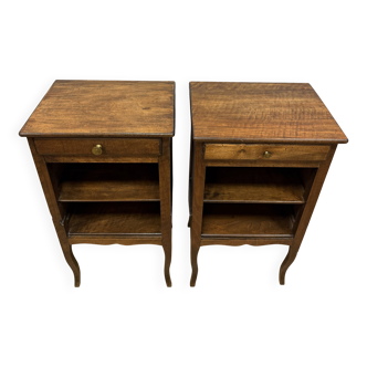 Pair of walnut bedside tables