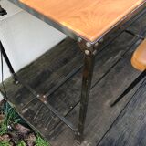 Vintage steel workshop table and oak top