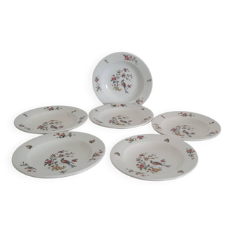 Lot de 6 assiettes creuses " oiseau de paradis " Sarreguemines