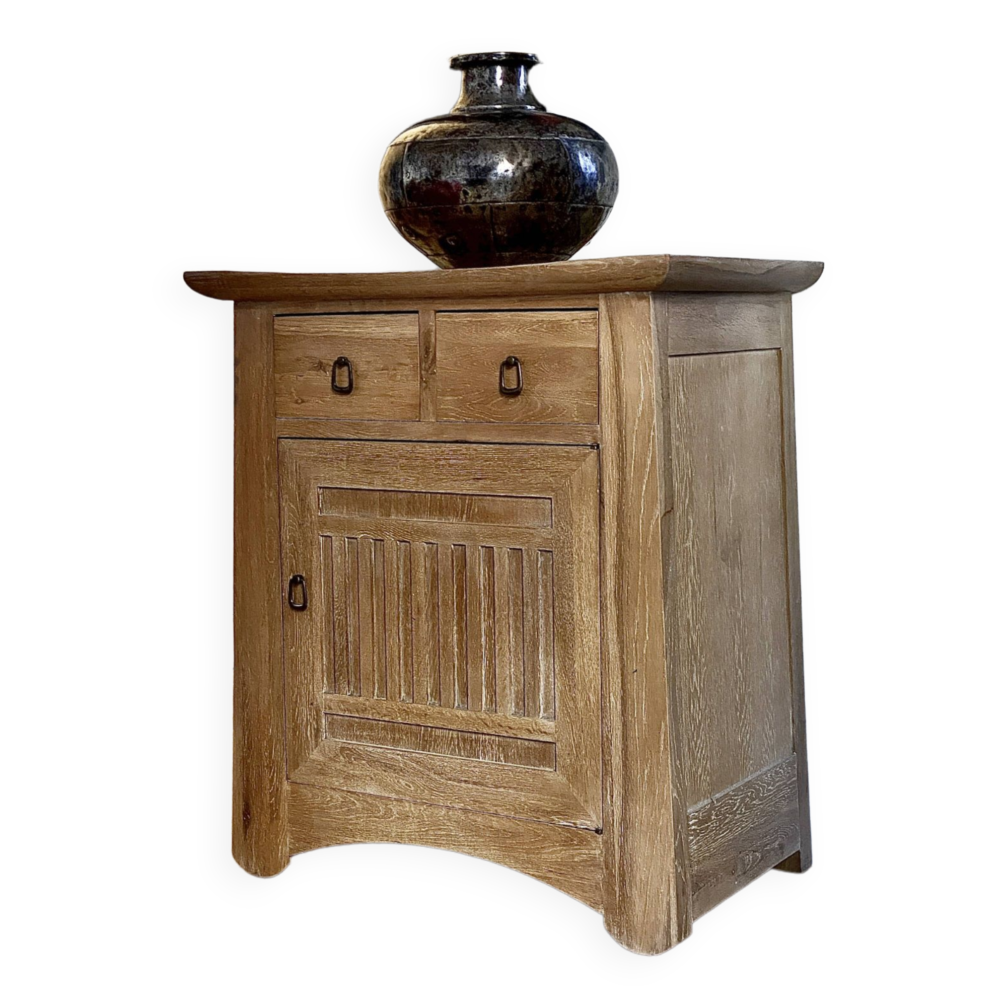 Small chest of drawers in solid oak white lead Art Nouveau style