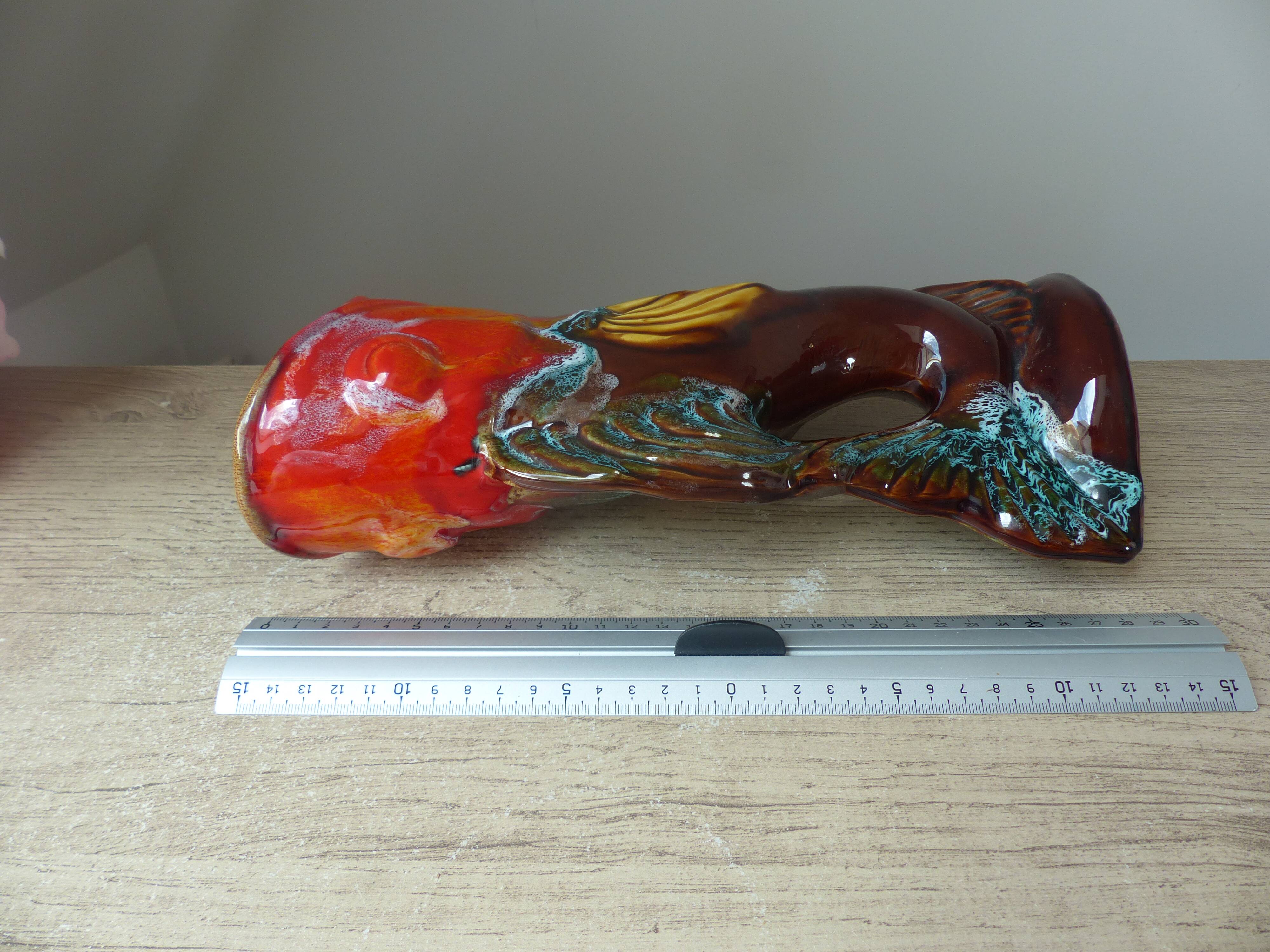 Vintage Vallauris Style Colorful Ceramic Fish Shaped Pitcher