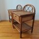 Pair of vintage rattan and cane bedside tables, 1970s