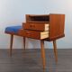Bench Norwegian Phone Teak and blue fabric, Vintage Scandinavian 1970s