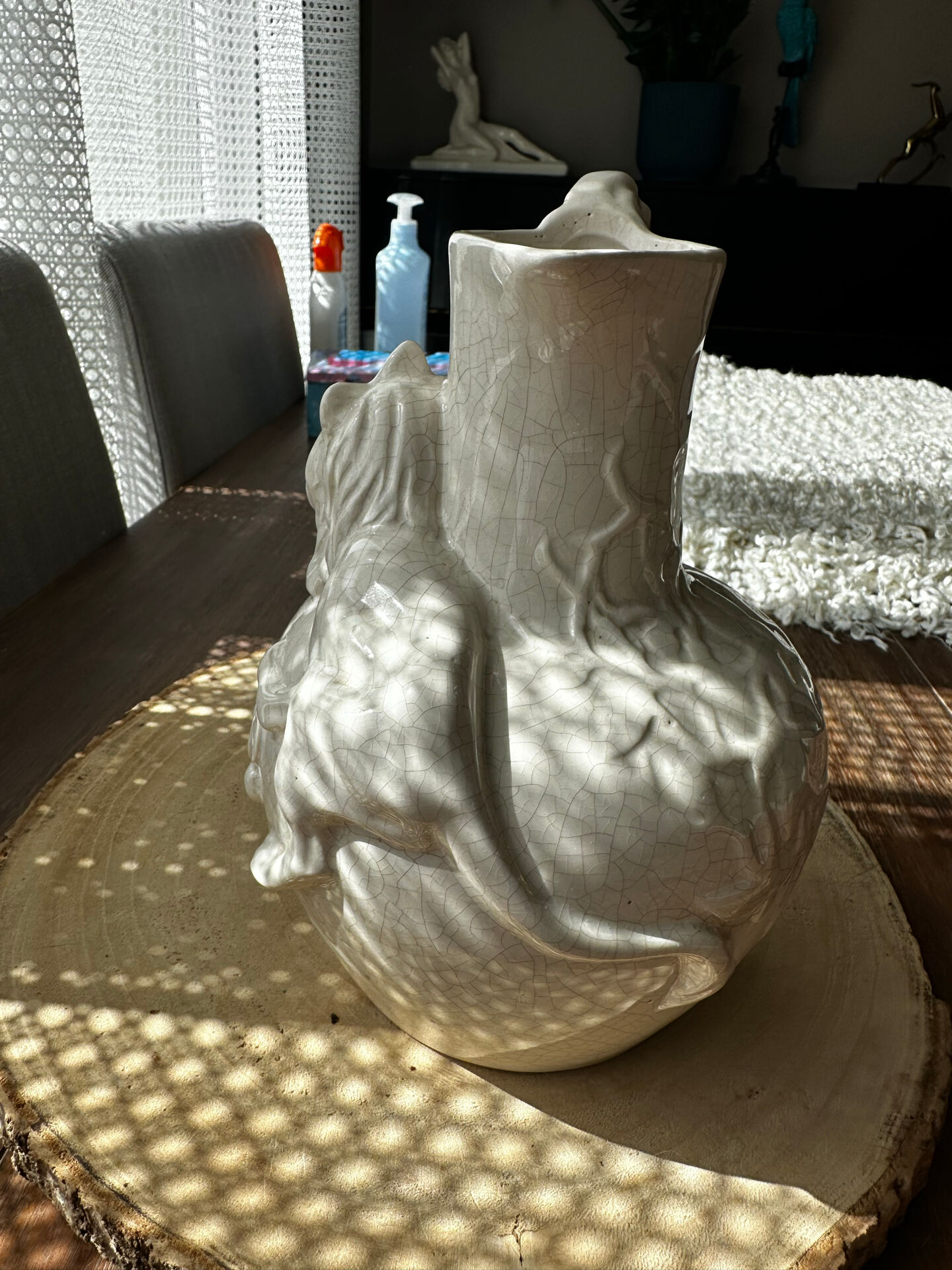 Superb Art Nouveau pitcher/jug/vase in ceramic La Louvière sign