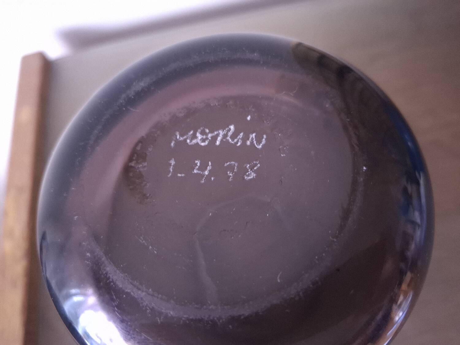 Blown glass vase by master glassmaker Claude Morin, 1978