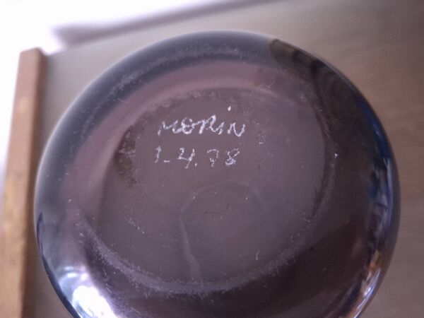 Vase en verre soufflé maître verrier  Claude Morin , 1978