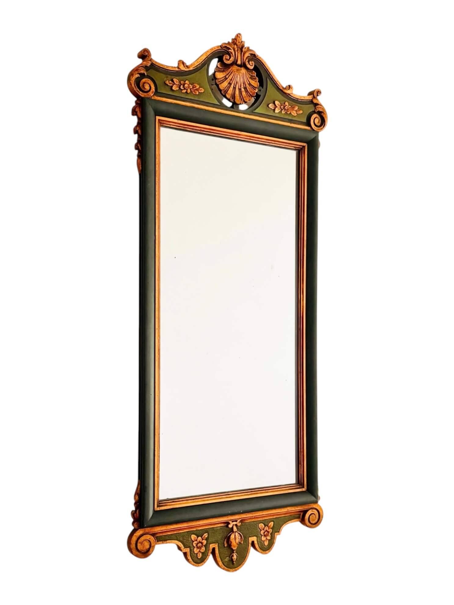 Antique full-length wall mirror in carved wood