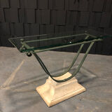 Iron and glass console, antique patina