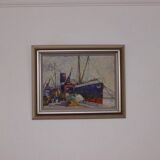 French Oil on Panel – “Port de Nice” by Elie Bernadac (1913–1999)