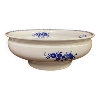 Salad bowl in Tournai porcelain, Boch Frères, fly decoration
