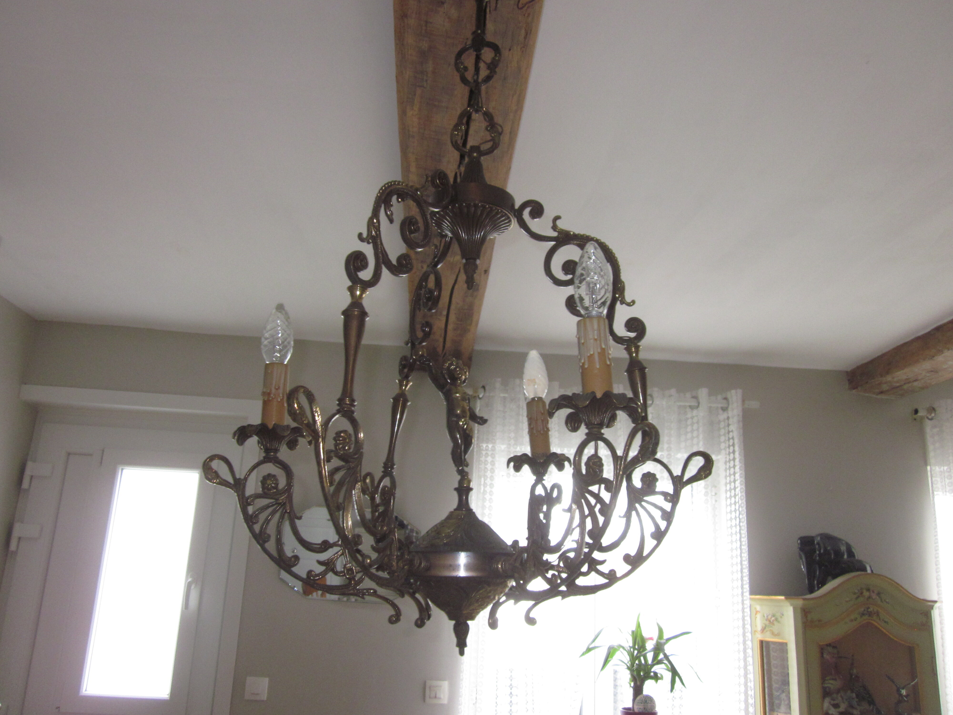 Bronze chandelier with angels