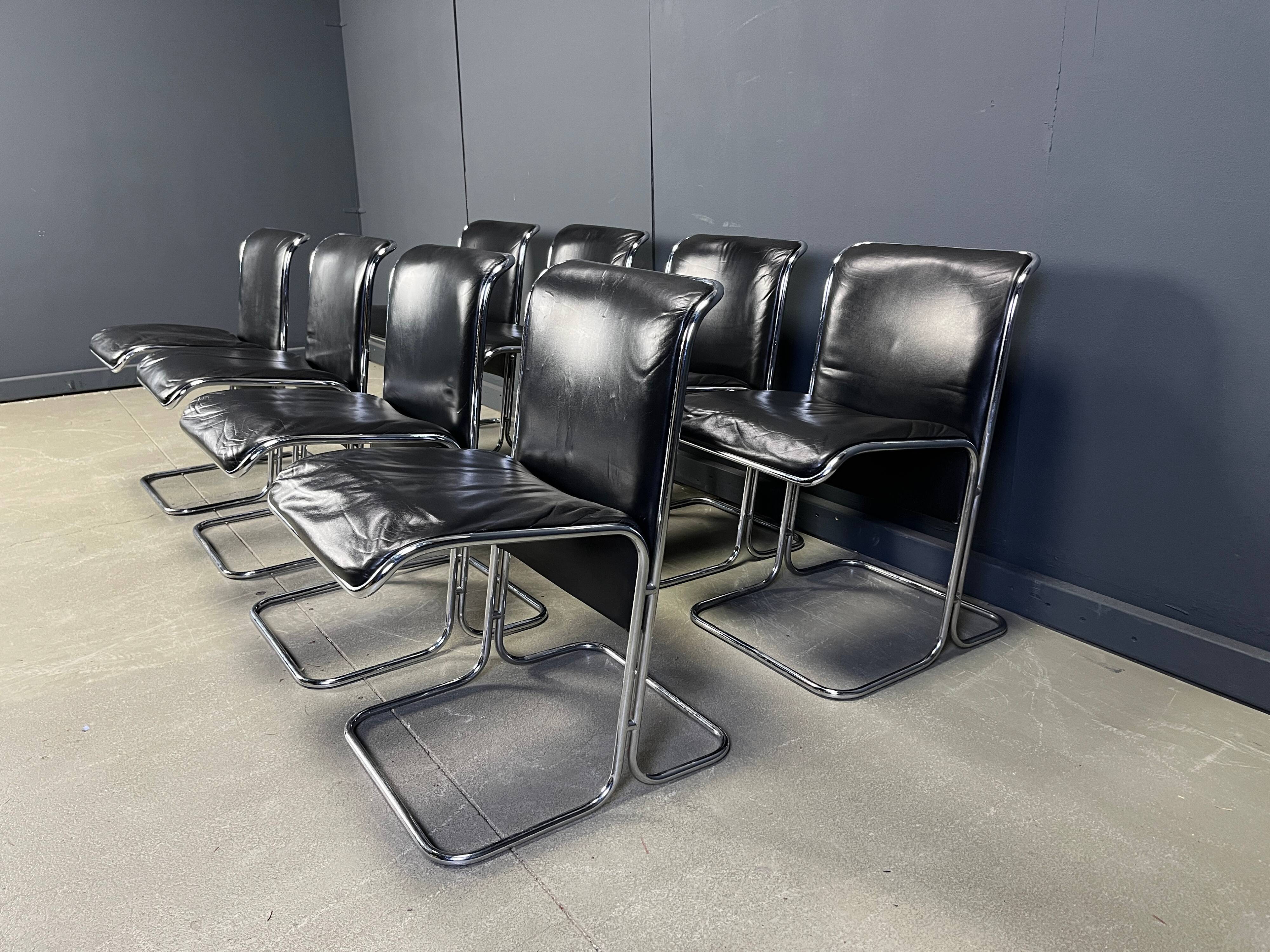 Set of 8 Calla chairs by Antonio Ari Colombo dining chairs, 1970s