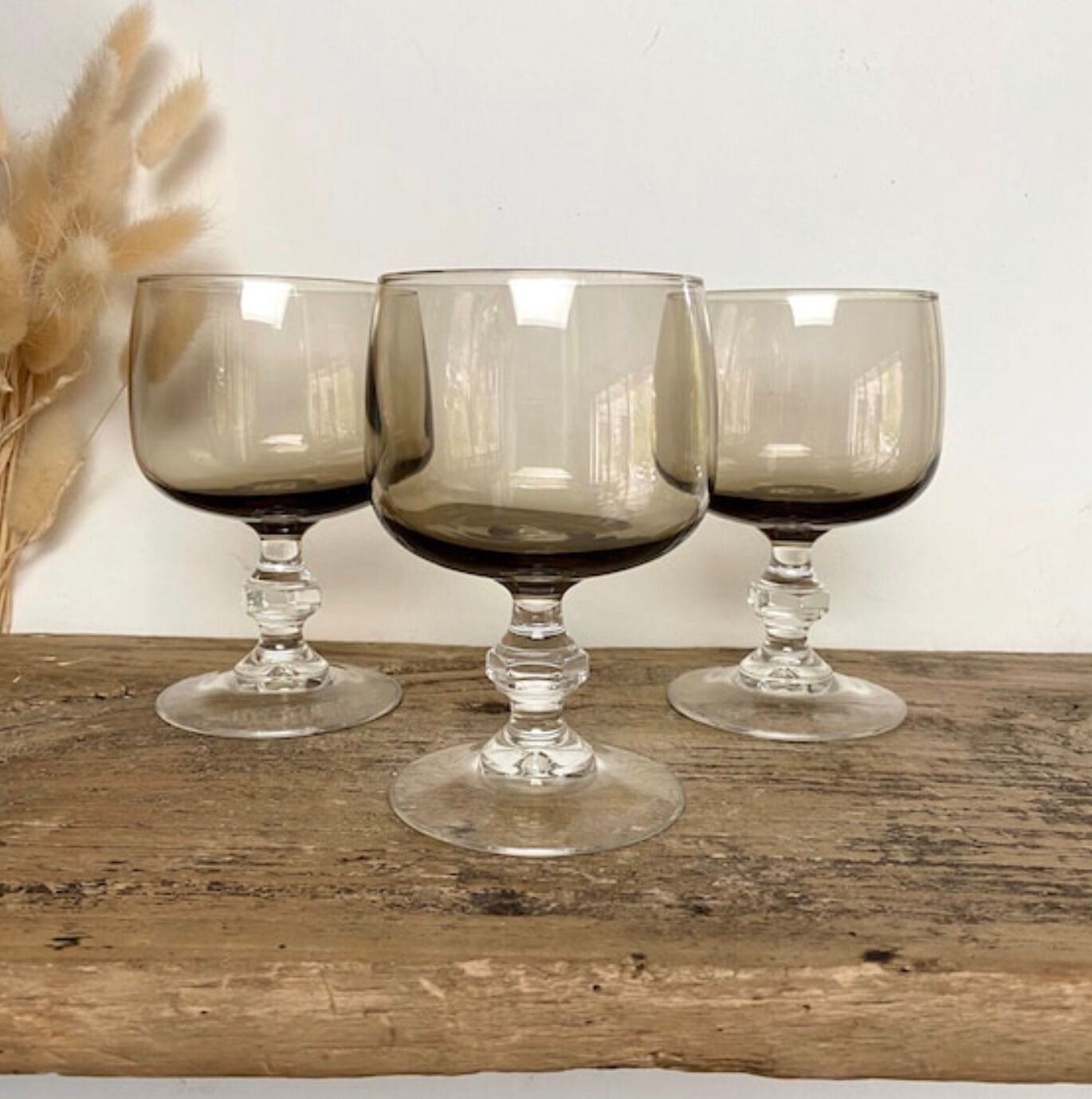 Set of 6 smoked glasses luminarc france
